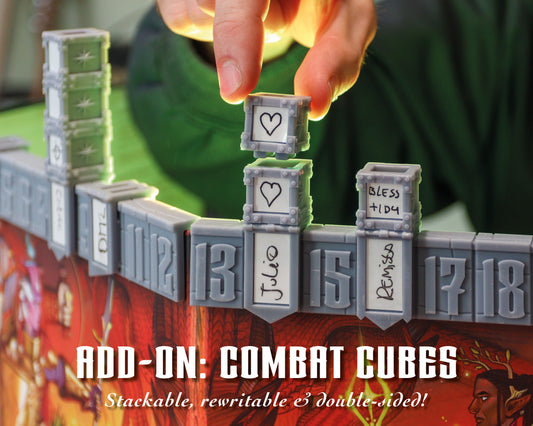 The Combat Cubes add-on for Cacklin Slayers' Initiative Tracker is the perfect tool for tracking conditions, statuses, spell effects, and other variables in your 5e and Pathfinder combat.