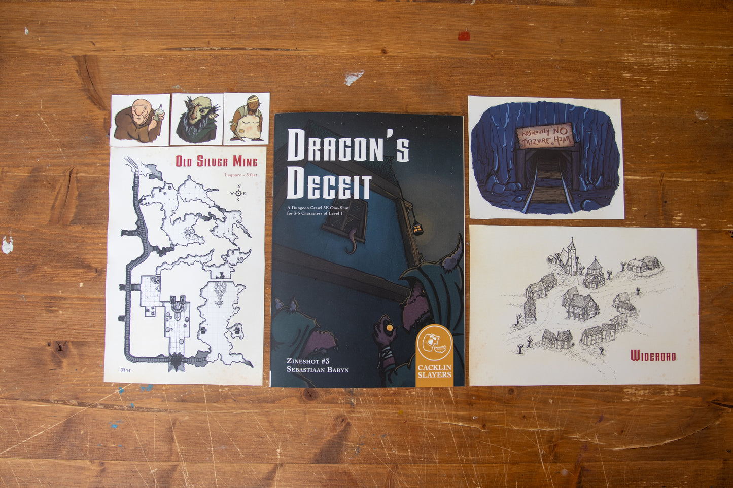 An overview of all 6 handouts that come with the Dragon's Deceit Zineshot.