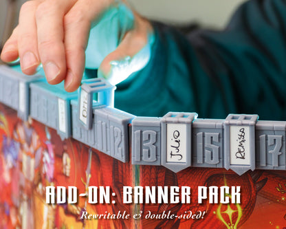 With an extra set of whiteboard banners for Cacklin Slayers' Initiative Tracker, you have more than enough options for tracking complicated battles in dungeons & dragons and pathfinder.
