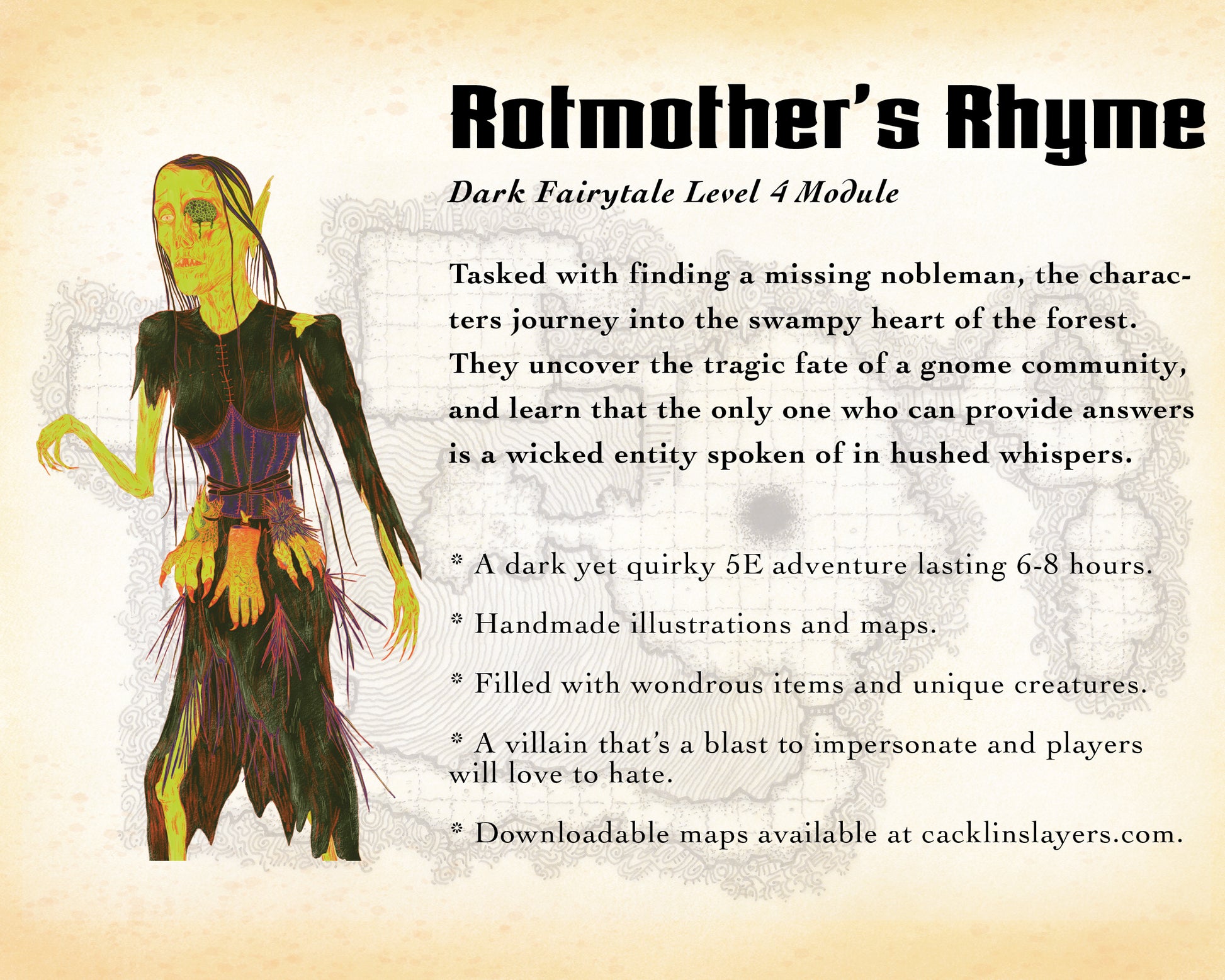 Rotmother's Rhyme is a Dark Fairytale DnD One-Shot for Characters of Level 4.